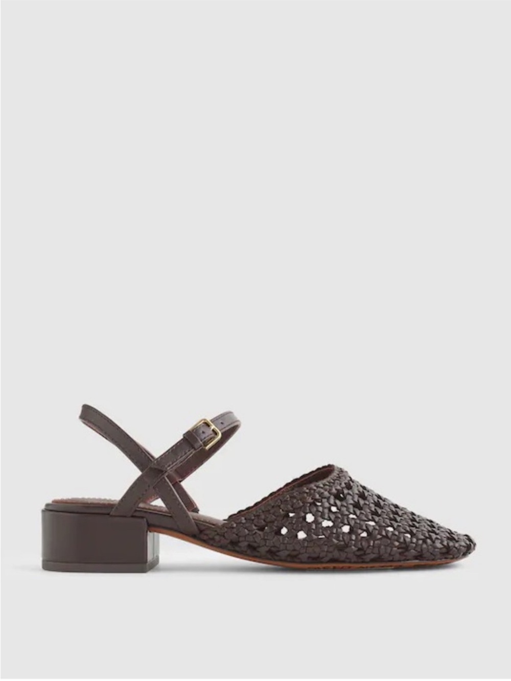Madewell The Lola Woven Low Block Heel Slingback Pumps - Brown size 6